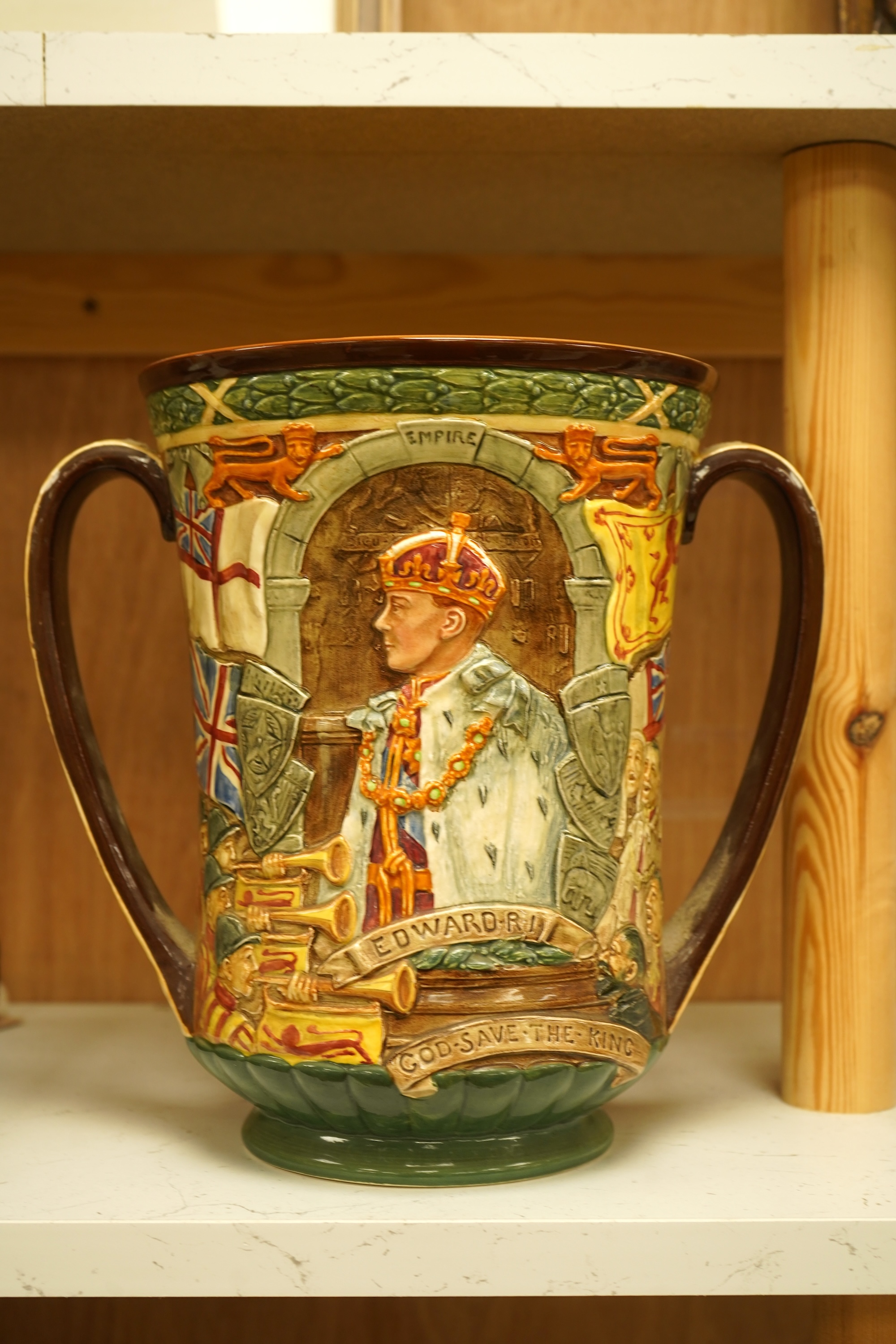 A Royal Doulton Edward VIII commemorative loving cup by Noke, limited edition 989/2000, with certificate, 26cm high